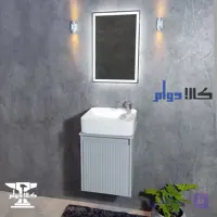 روشویی کابینتی صفحه‌دار طوسی مروارید مدل آلفا 40