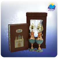 مثنوی معنوی وزیری با دو چراغ نفتی 20 فیروزه جعبه چرم طلقدار (کد 190398)