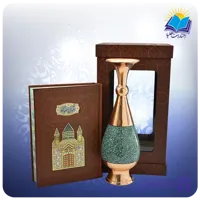 مثنوی معنوی وزیری با گلدان 30 فیروزه جعبه چرم طلقدار (کد 190390)