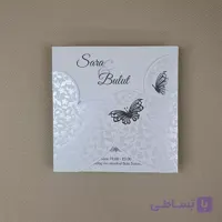 کارت عروسی قلبی سه لت گلاسه صدفی کد 6358