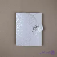 کارت عروسی فلورال صدفی سفید کد 6371