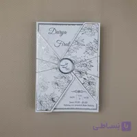 کارت عروسی فلورال گلاسه نقره کوب سفید کد 6351