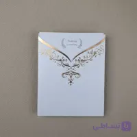کارت عروسی کلاسیک متالایز سفید کد 6339