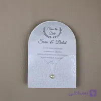کارت عروسی پرس صدفی سفید کد 6374