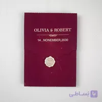 کارت عروسی جیر متلایز با زیره طلایی زرشکی کد 6357