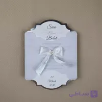 کارت عروسی کالکی پایپیون دار سفید کد 6369