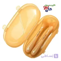 قاشق سیلیکونی ۲ عددی نوزاد با قاب محافظ طرح هی اور شی