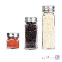 پک جا ادویه شیشه ای مکارتی چهارگوش 6 عددی + سری نمکپاش