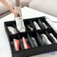 جاکفشی زیر تختی 10 خانه ای پارچه ای (جاکفشی مسافرتی)
