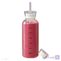 ماگ پیرکس بزرگ نی دار-بطری اسموتی ساز شیشه ای دو درب 1000ML