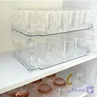 راف دو طبقه اکرولیک نظم دهنده کابینت (قفسه لیوان ، بشقاب و ظروف)