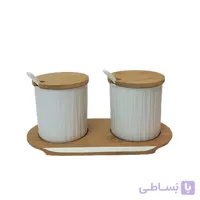 ست جا ادویه سرامیکی با استند بامبو اولالا دو عددی 9379