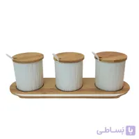 ست جا ادویه سرامیکی با استند بامبو اولالا سه عددی 9380