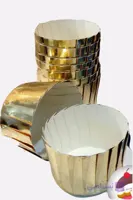 کپسول کاپ کیک کرکره ای طلایی لبه سفید