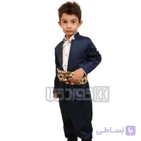 لباس کردی پسرانه (ست کت شلوار شال کمر) مدل نچیری سرمه ای تیره سایز65 سن 5-6سال