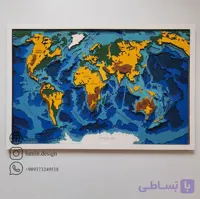 تابلو نقشه جهان توپوگرافی زمینه آبی