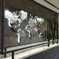 نقشه جهان پازلی آینه نقره ای