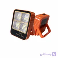 چراغ کمپینگ خورشیدی JENSJ مدل HY-668،پروژکتور LED قابل شارژ ضدآب IP65 با ۸۰ دیود نورانی و دایمر قابل تنظیم