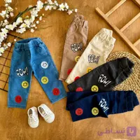 شلوار لی گلدوزی استیکر لبخند سایز 40 تا 55 کد 6881