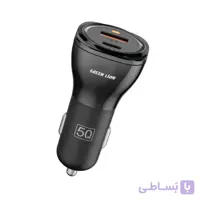 شارژر فندکی 50 وات گرین لاین مدل Dual Port با کابل لایتنینگ