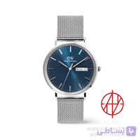 ساعت مچی مردانه دنیل ولینگتون مدل DW00100833 | Classic Day Display Sterling Arctic | صفحه آبی یخی با بند مش استیل