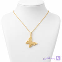 گردنبند طلایی دیپلمات با پلاک پروانه ای استیل