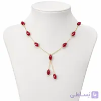 گردنبند طلایی استیل با سنگ کریستال اشکی 8 میل