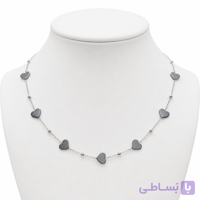 گردنبند سنگ حدید قلبی رنگ دودی