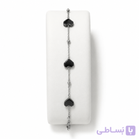 دستبند سنگی حدید قلبی رنگ دودی