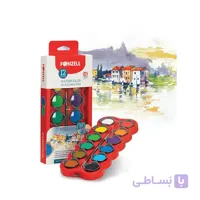 آبرنگ ۱۲ رنگ فونزل مدل School با جعبه طلقی شفاف