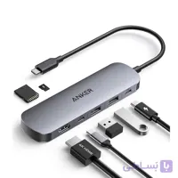 هاب ۷ پورت انکر مدل Anker USB C Hub 7-in-1 Multi-Port A83D2 رنگ نقره ای
