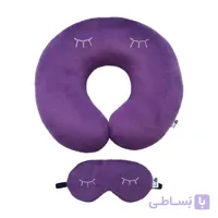 بالش دور گردنی گروه هنری زندگی طرح مژه ای به همراه چشم بند خواب