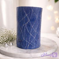 گلدان دستساز سرامیکی مدل آبی کربنی رگه دار