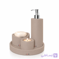 نیم ست سرویس بهداشتی AXOR مدل آلما (Alma) خاکی \پمپ طلایی