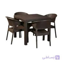 میز و صندلی ناهارخوری چهار نفره ویتو مدل حصیری