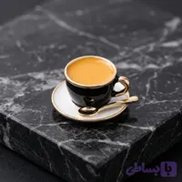 سنجاق سینه طرح فنجان قهوه مینیاتوری نوراشاپ | بروچ فانتزی کاپ قهوه و نعلبکی طلایی