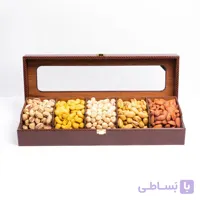 باکس هدیه آجیلی رویال (چوبی با روکش چرمی)