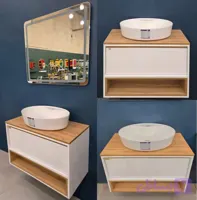 روشویی دنکو80/40 سفید چوب و مشکی چوب