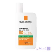 فلوئید ضدآفتاب بی‌رنگ لاروش پوزای +SPF50 مدل Anthelios حاوی محافظ UVA ،UVB، ضدآب مناسب برای پوست چرب حجم 50 میلی‌لیتر
