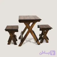 میز و صندلی تاشو چوبی شش نفره نیمکتی صادراتی