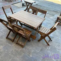 میز و صندلی تاشو چوبی شش نفره نیمکتی صادراتی