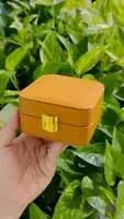 کیف جواهرات ایینه دار چرم قهو ای