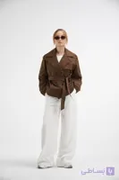 ترنچ کت کتان زارا ۲۰۲۶ ZARA رنگ سبز فری سایز ۳۶ تا ۴۴ پارچه کتان پارکا آستر دار قد 60 سانت قد استین 70 سانت