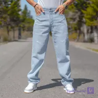 شلوار جین مردانه بگ آبی روشن کد 27189 men's jeans