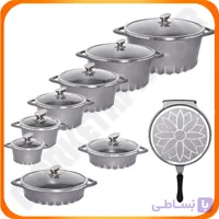 سرویس قابلمه 18 پارچه چدن خاکستری اس جی