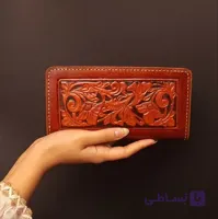 کیف کارت پول و موبایل چرم طبیعی حکاکی طرح ونداد