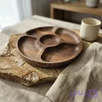 اردوخوری چوبی گرد ۵ خانه چوب گردو