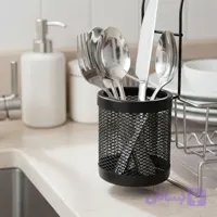 جا قاشقی کنار سینکی فلزی مشکی با پایه دو کاره
