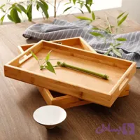 سینی پذیرایی و سرو دسته دار چوب بامبو سایز بزرگ
