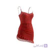 لباسخواب فنردار پایین چین قرمز ویولت کد 6070